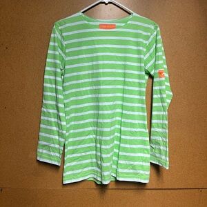 Pete Beaton Sailor Shirt XS Lime White stripes Made in USA Nantucket long sleeve